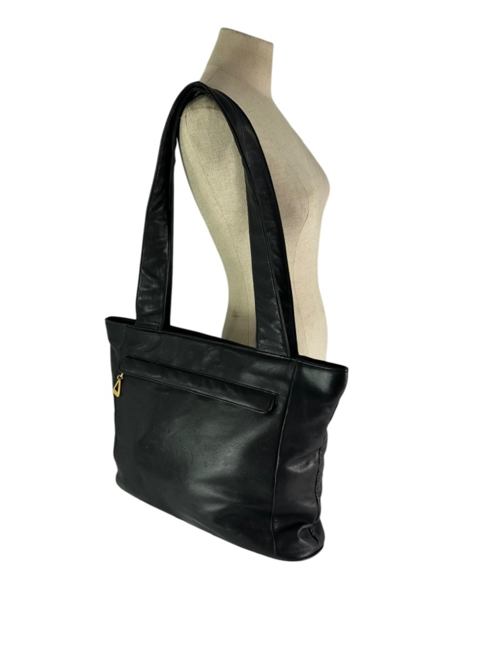 Vintage AMERICANA By Sharif Black Leather Tote Bag